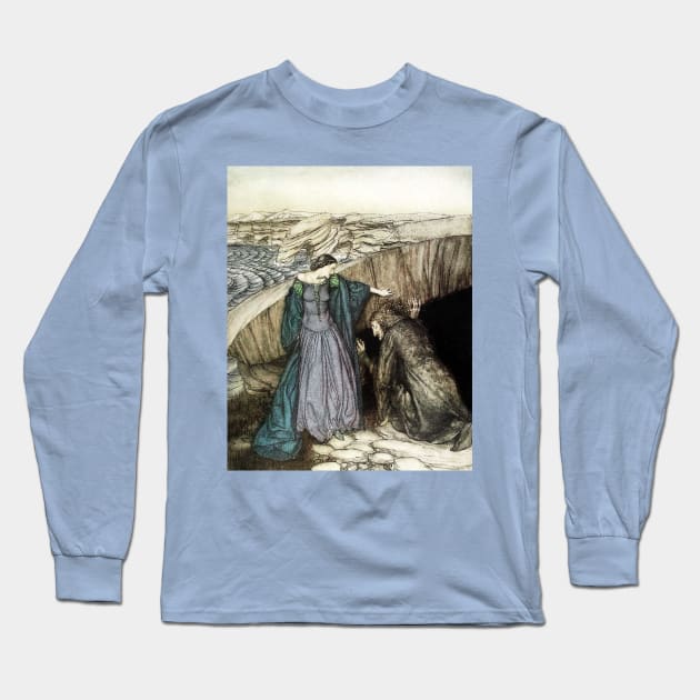 Merlin and Vivien - Arthur Rackham Long Sleeve T-Shirt by forgottenbeauty